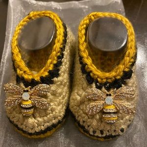 0-3month Crochet Bee Baby Booties